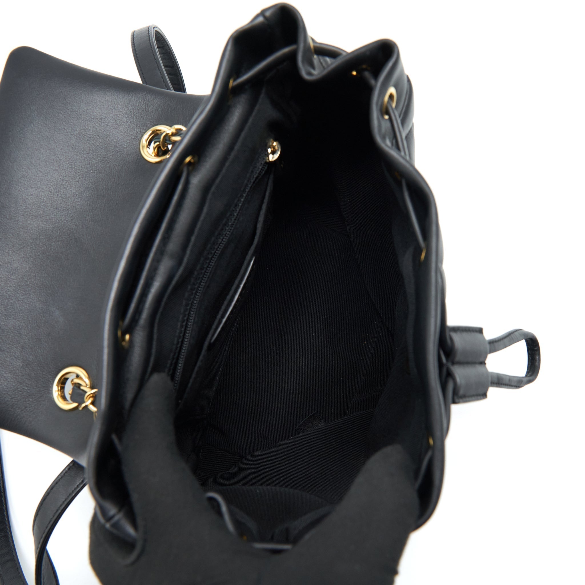 CHANEL QUILTED BACKPACK CALFSKIN BLACK GHW