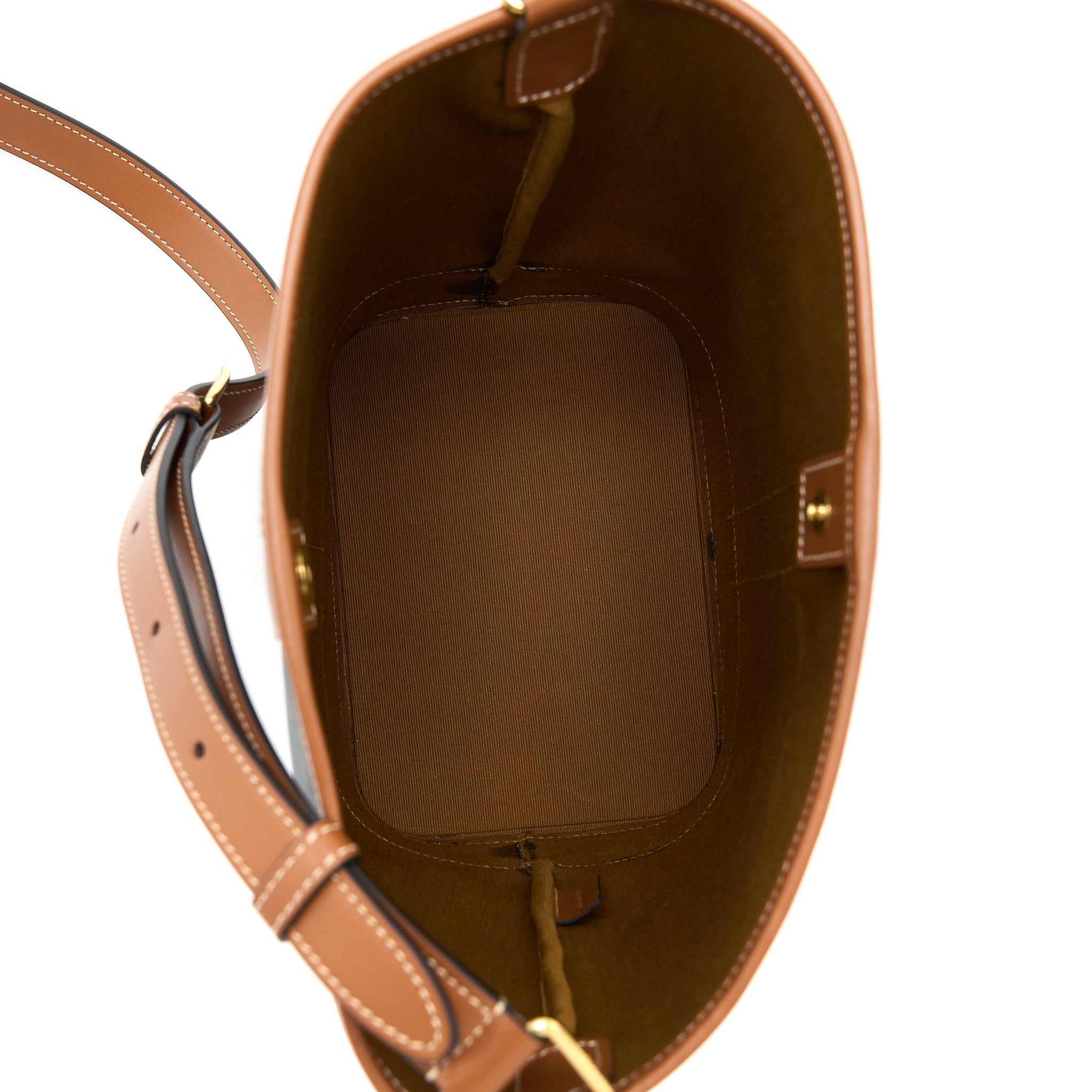 CELINE SMALL BUCKET BAG TRIOMPHE CANVAS/LEATHER TAN GHW