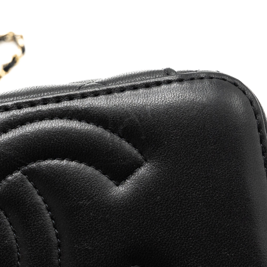 CHANEL LONG VANITY WITH CHAIN LAMBSKIN BLACK LGHW (MICROCHIP)