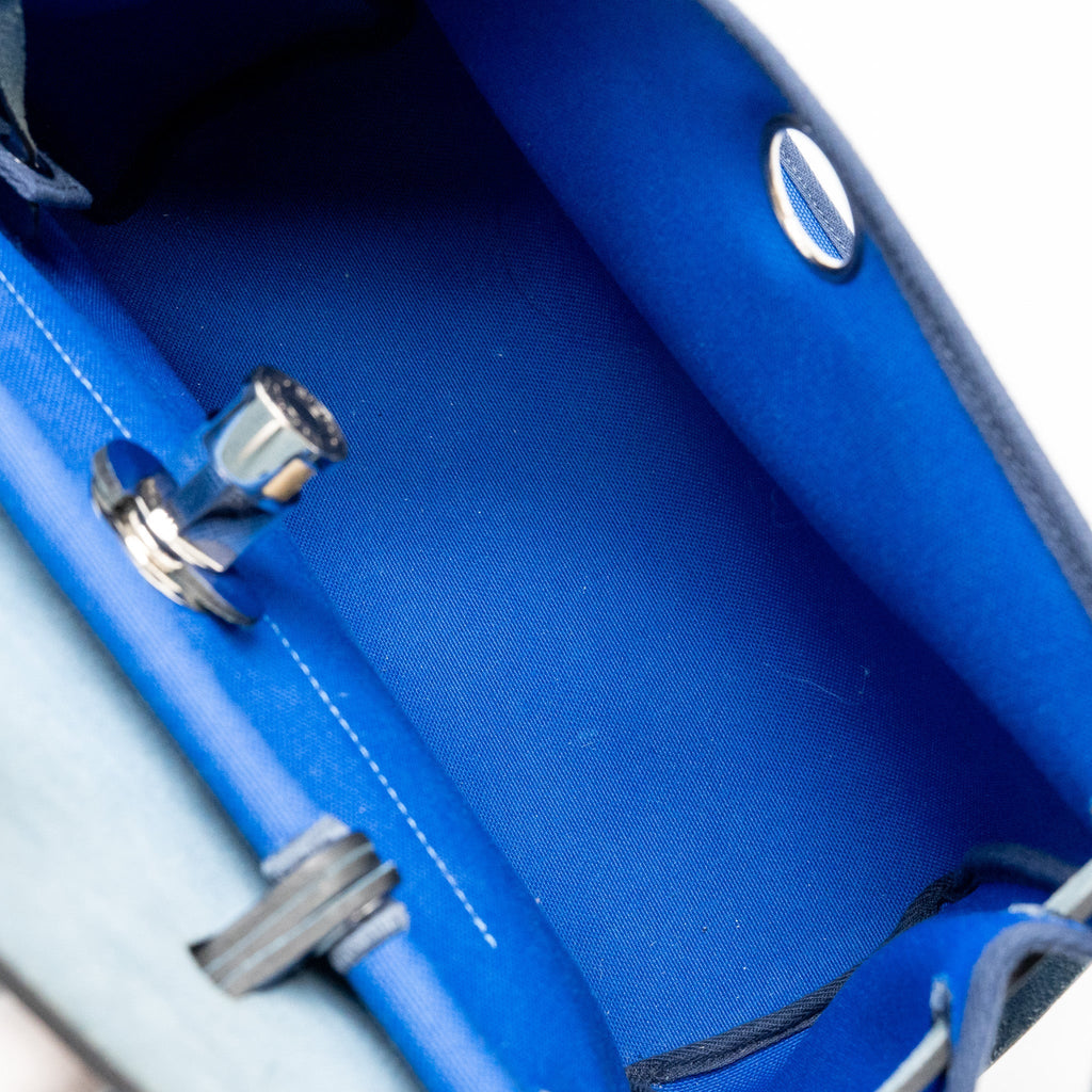 HERMES HERBAG 31 ZIP BAG CANVAS/HUNTER LEATHER BLEU BILLARD/BLEU SAPHIR SHW