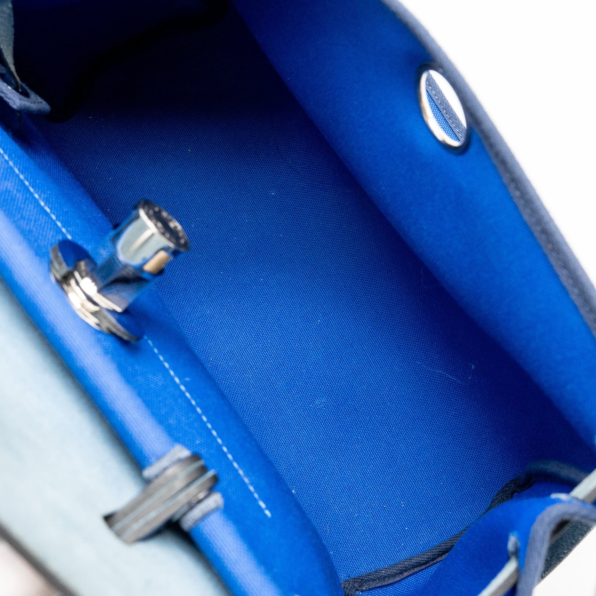 HERMES HERBAG 31 ZIP BAG CANVAS/HUNTER LEATHER BLEU BILLARD/BLEU SAPHIR SHW