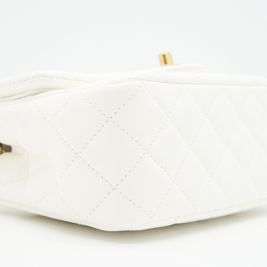 CHANEL 21B PEARL CRUSH MINI SQUARE FLAP BAG WHITE GHW