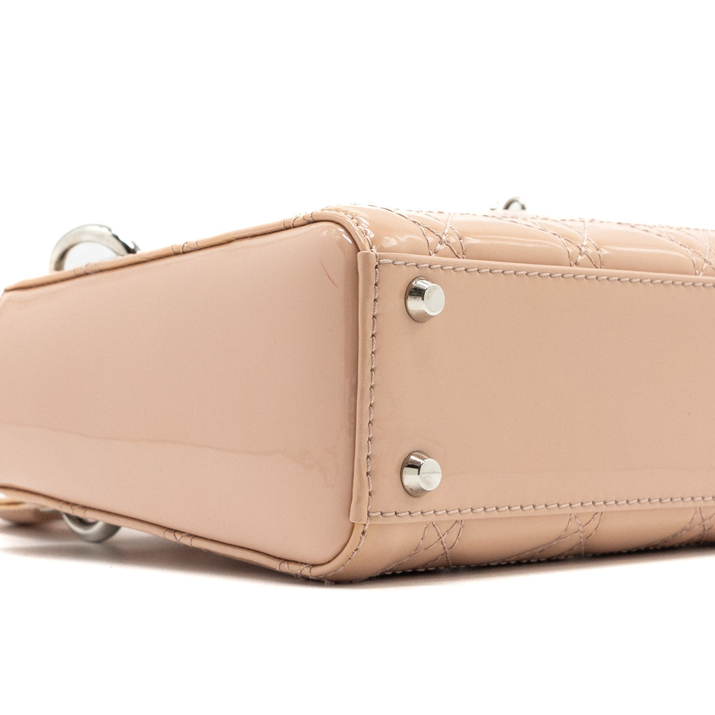 DIOR MINI LADY DIOR PATENT LEATHER LIGHT PINK SHW