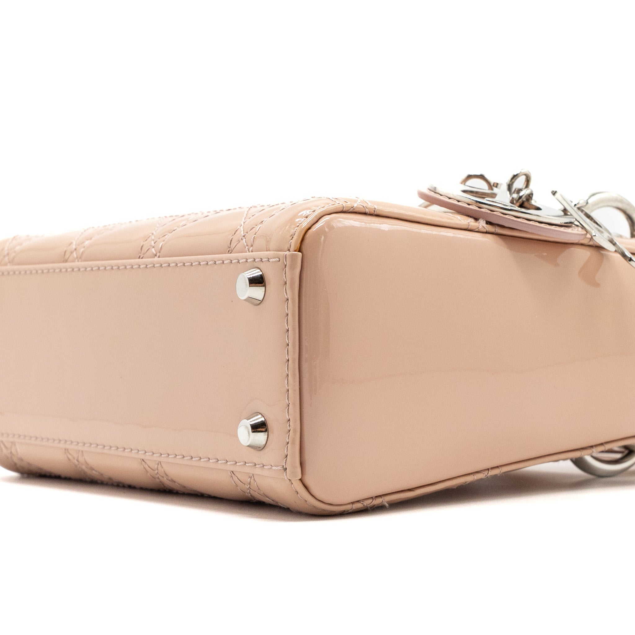 DIOR MINI LADY DIOR PATENT LEATHER LIGHT PINK SHW