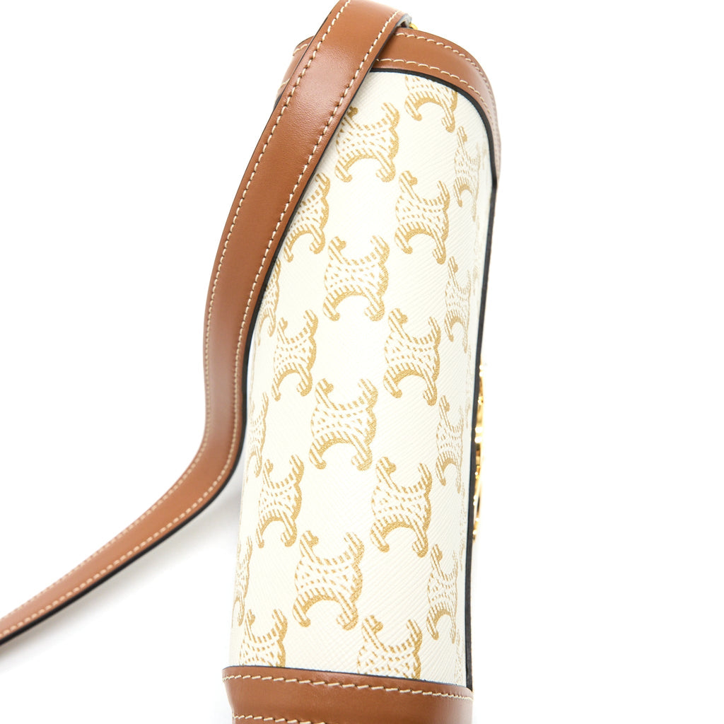 CELINE TEEN TRIOMPHE BAG TRIOMPHE CANVAS/CALFSKIN WHITE GHW
