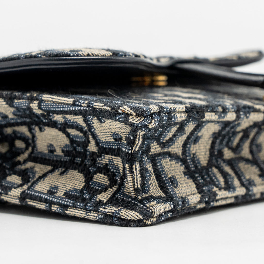 DIOR SADDLE BELT BAG BLUE OBLIQUE JACQUARD CANVAS GHW