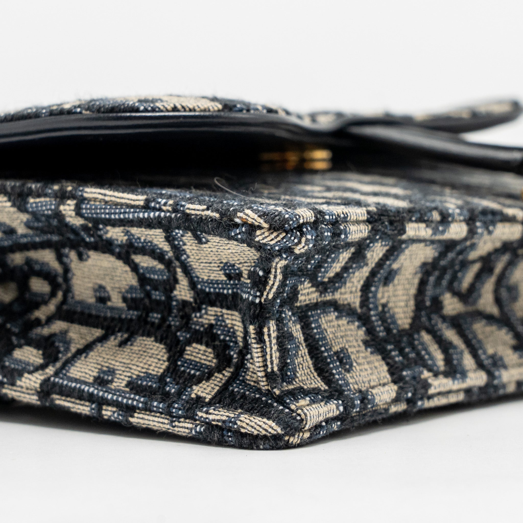 DIOR SADDLE BELT BAG BLUE OBLIQUE JACQUARD CANVAS GHW