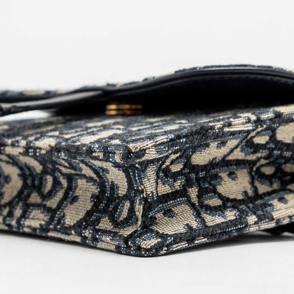 DIOR SADDLE BELT BAG BLUE OBLIQUE JACQUARD CANVAS GHW
