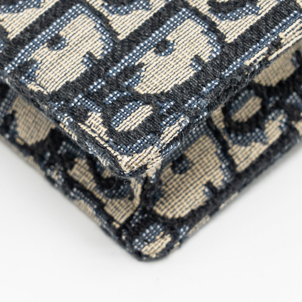 DIOR SADDLE BELT BAG BLUE OBLIQUE JACQUARD CANVAS GHW