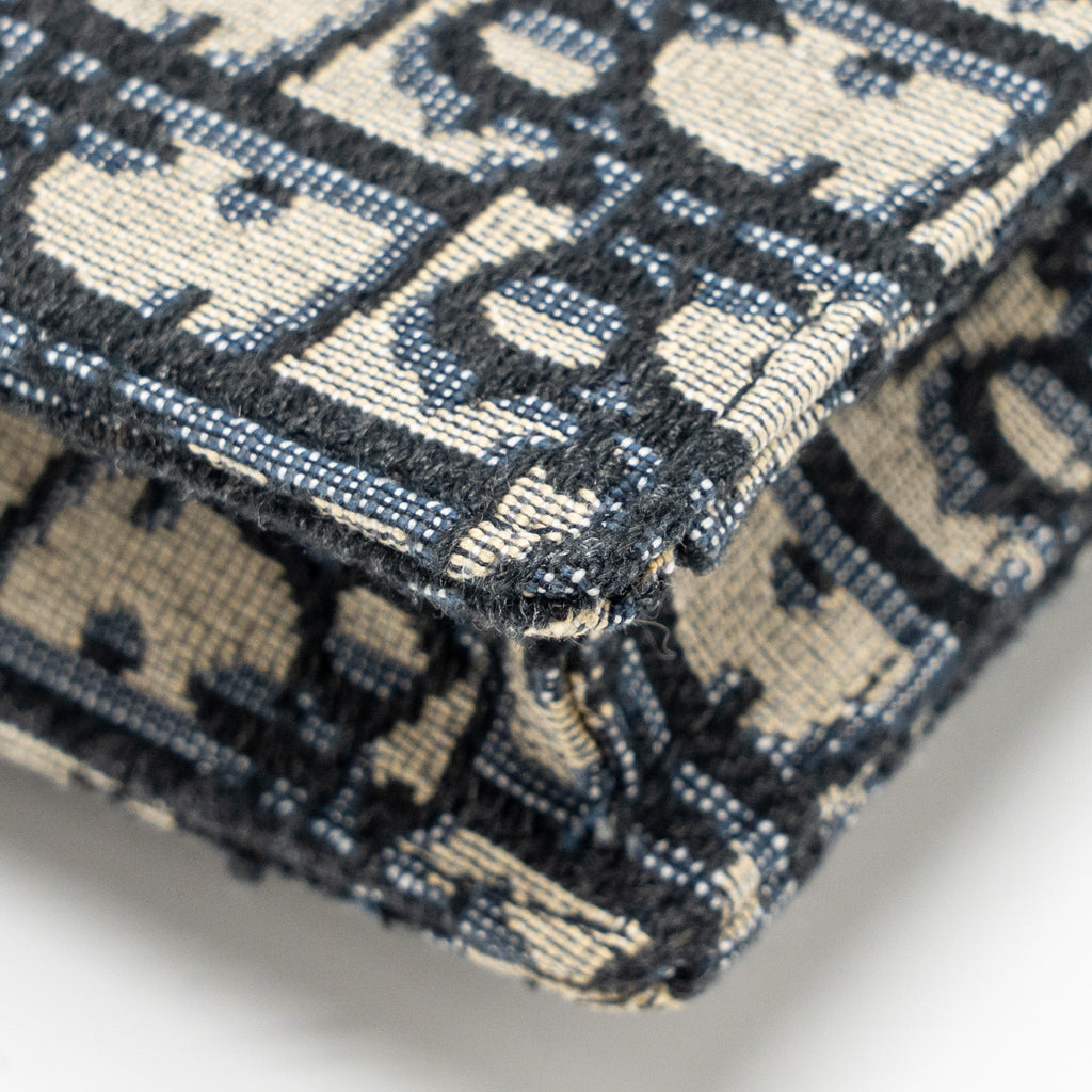 DIOR SADDLE BELT BAG BLUE OBLIQUE JACQUARD CANVAS GHW