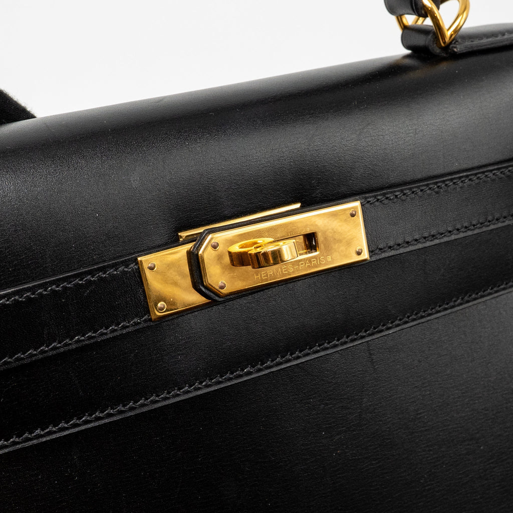 HERMES VINTAGE KELLY 32 BOX BLACK GHW