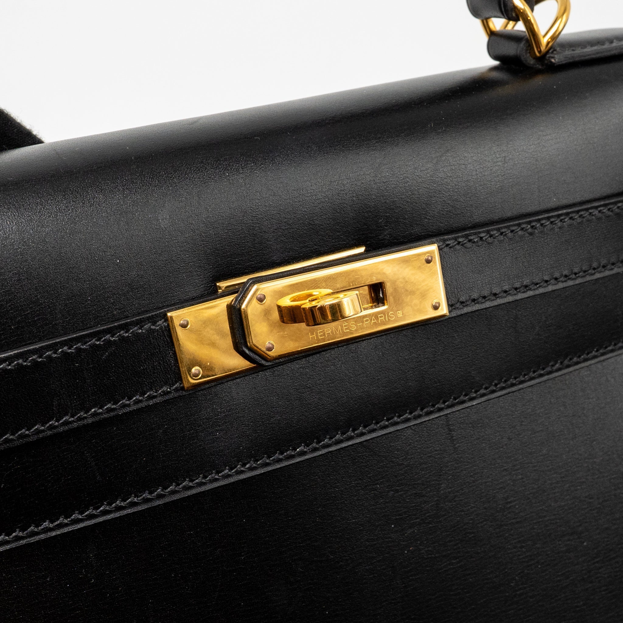 HERMES VINTAGE KELLY 32 BOX BLACK GHW
