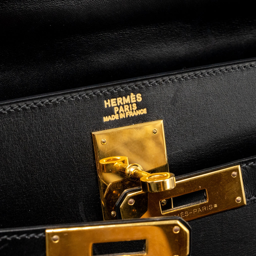 HERMES VINTAGE KELLY 32 BOX BLACK GHW