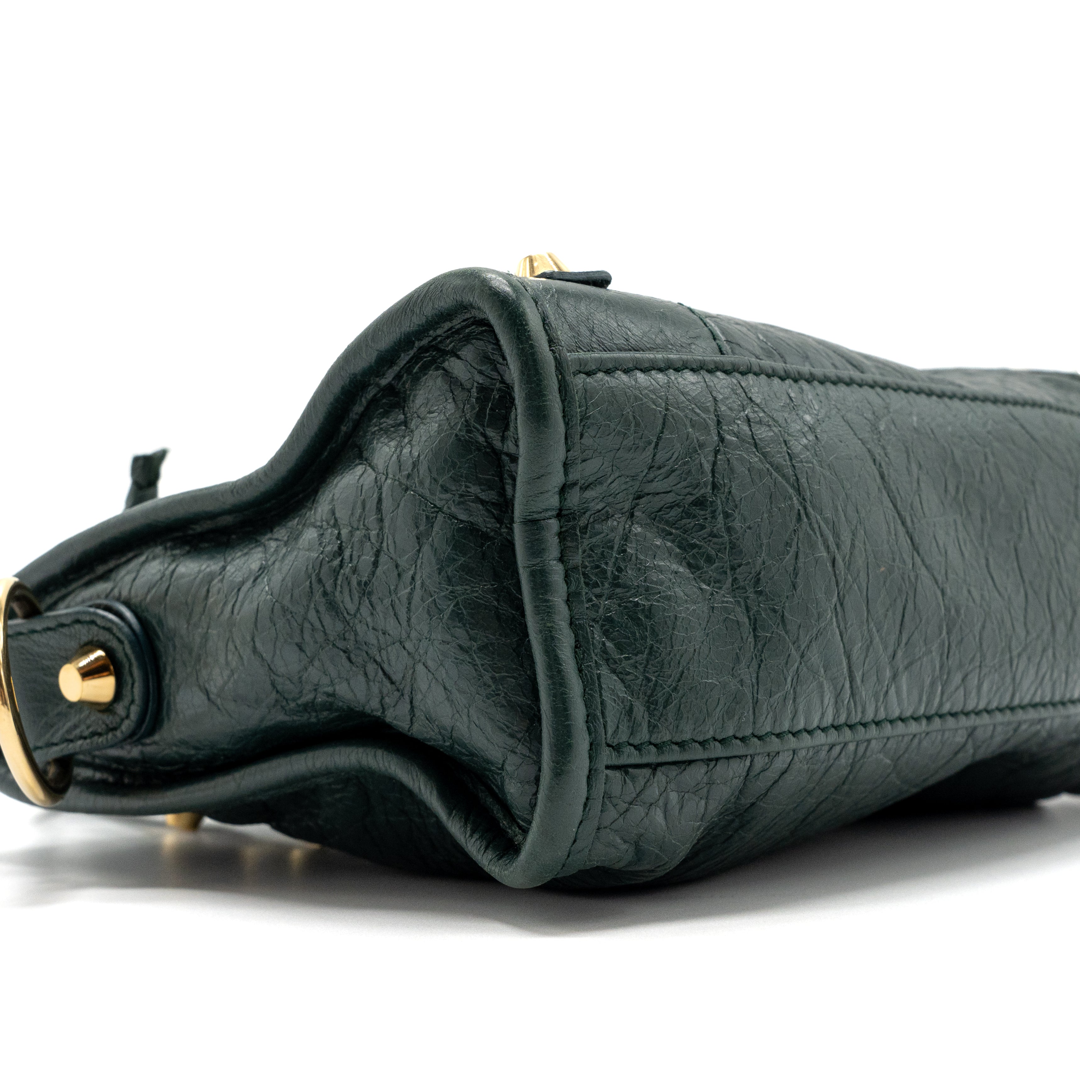 BALENCIAGA MINI CITY BAG DARK GREEN GHW