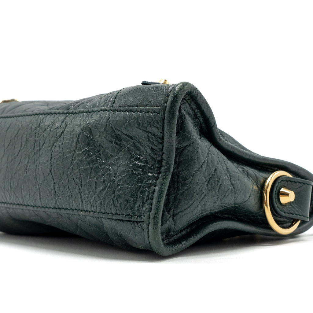 BALENCIAGA MINI CITY BAG DARK GREEN GHW