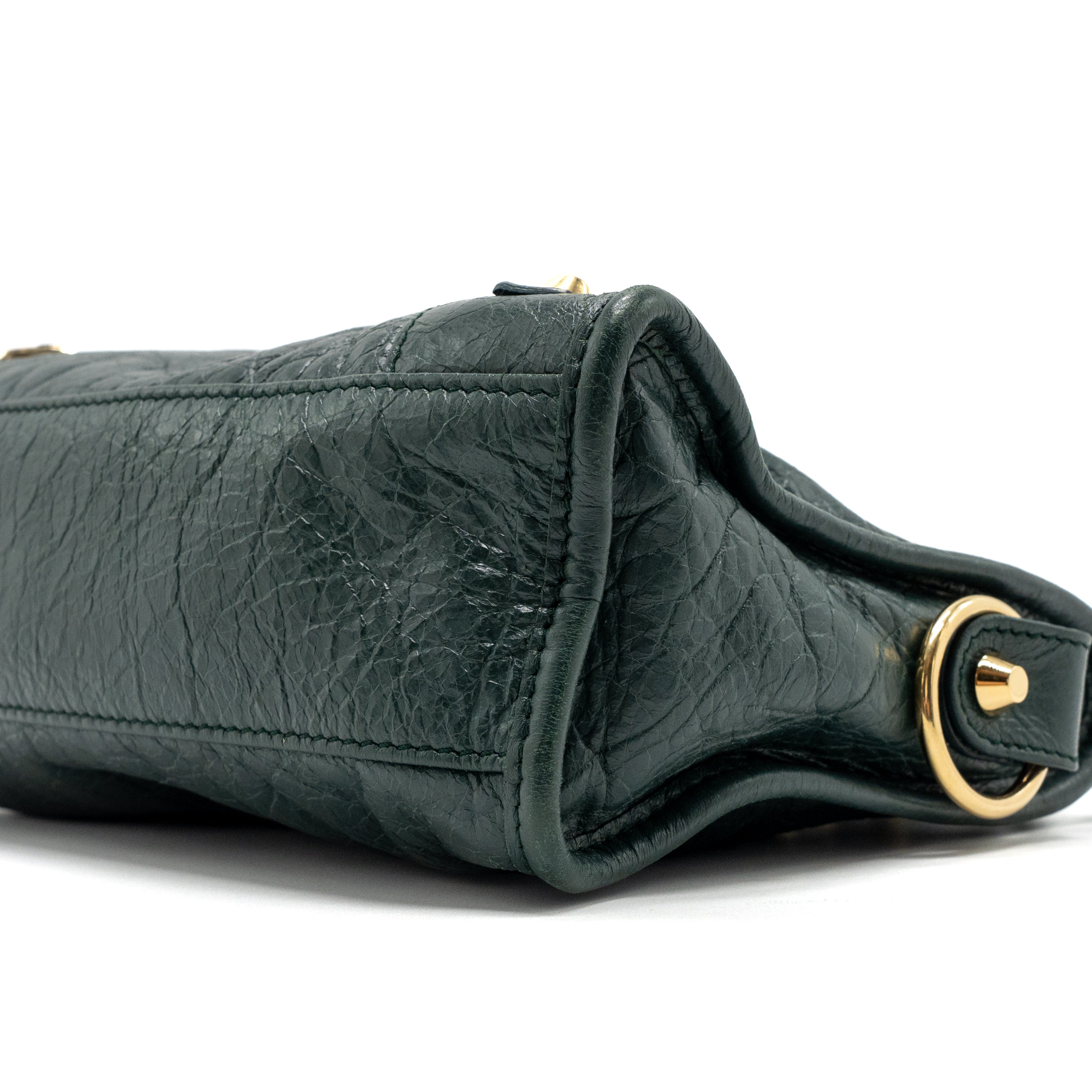 BALENCIAGA MINI CITY BAG DARK GREEN GHW