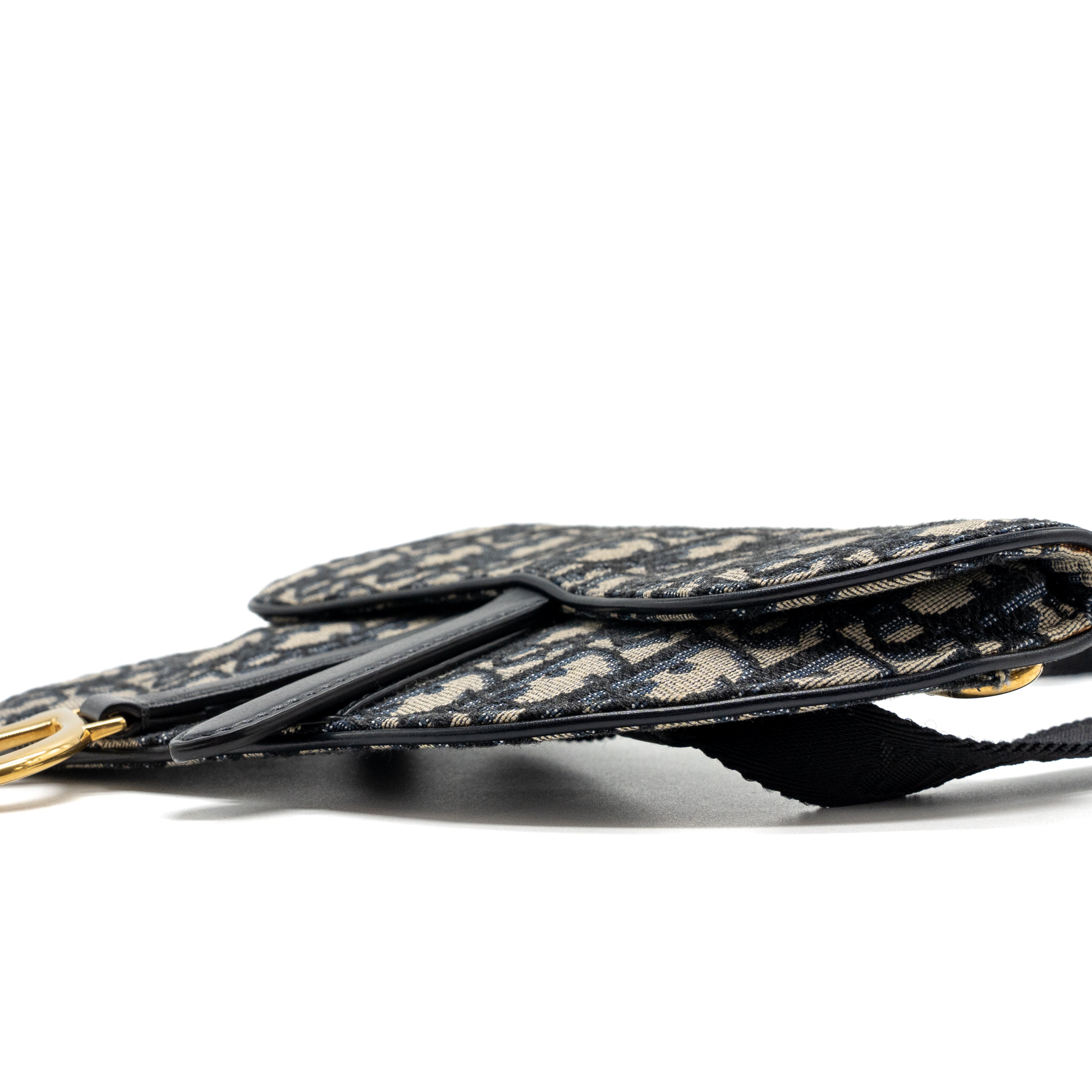 DIOR SADDLE BELT BAG BLUE DIOR OBLIQUE JACQUARD GHW