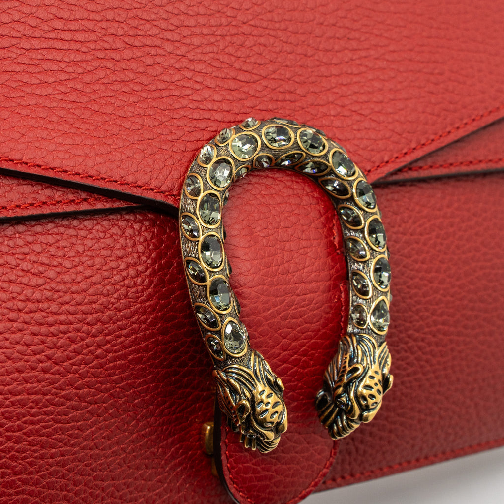 GUCCI SMALL DIONYSUS BAG CALFSKIN RED MULTICOLOUR HARDWARE