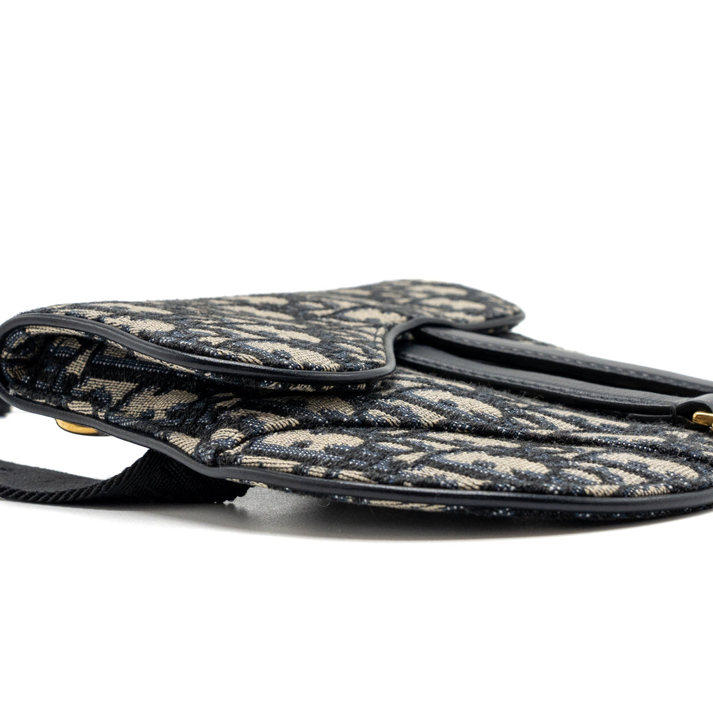 DIOR SADDLE BELT BAG BLUE DIOR OBLIQUE JACQUARD GHW