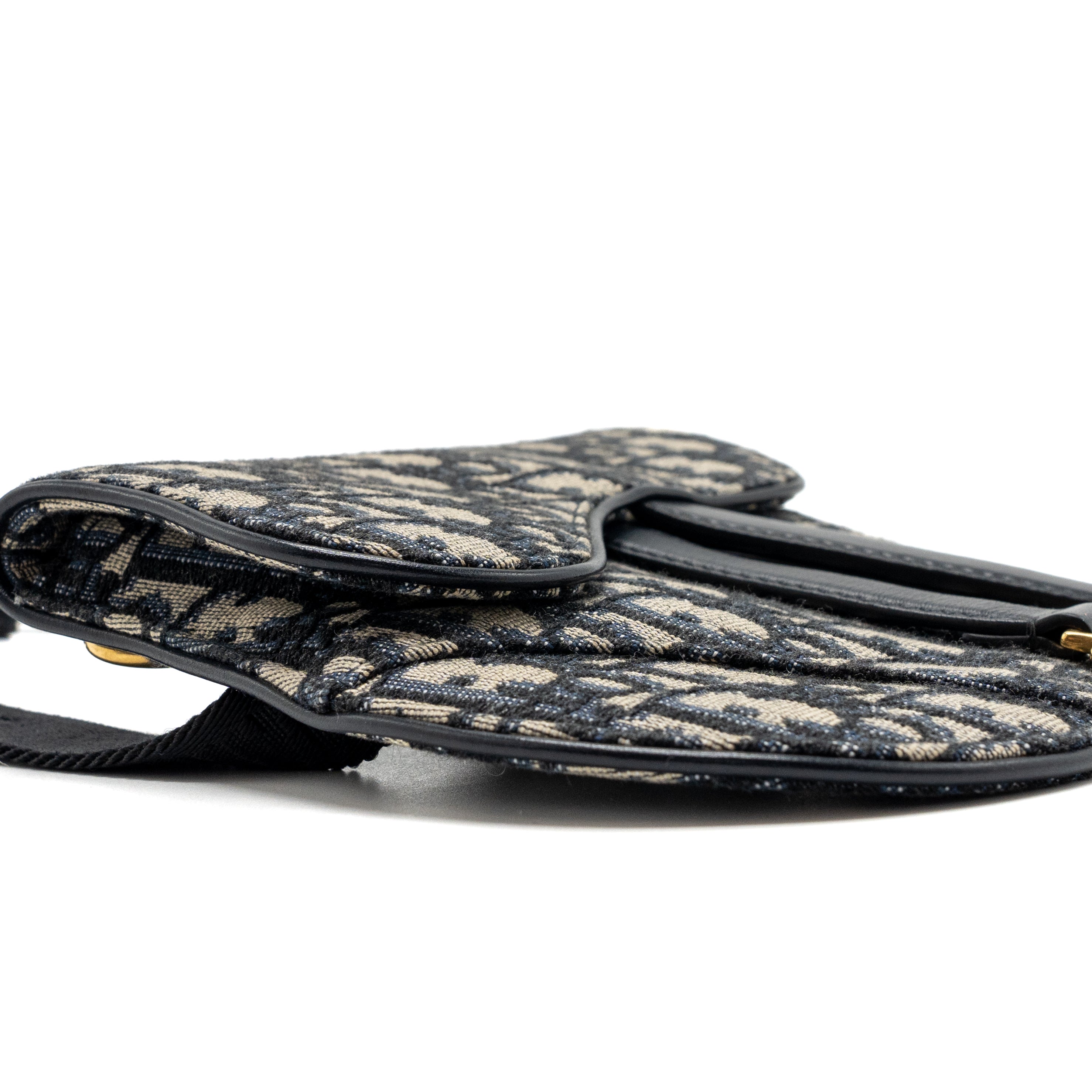 DIOR SADDLE BELT BAG BLUE DIOR OBLIQUE JACQUARD GHW