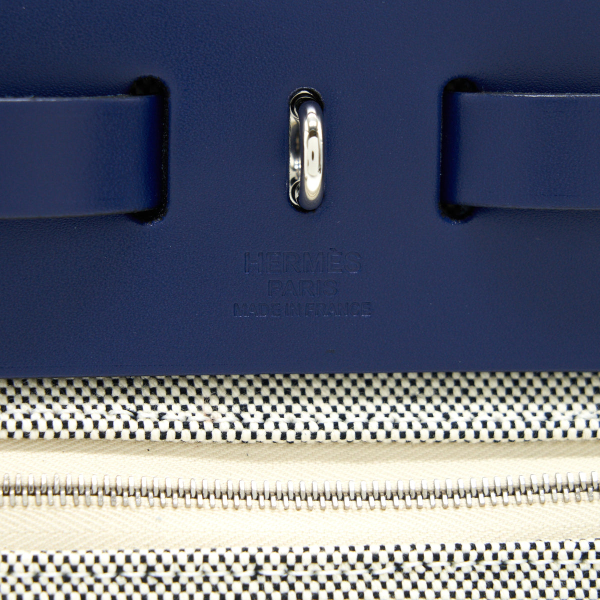 Hermes Herbag Zip 31 Retourne Bag Blue De France/ Ecru