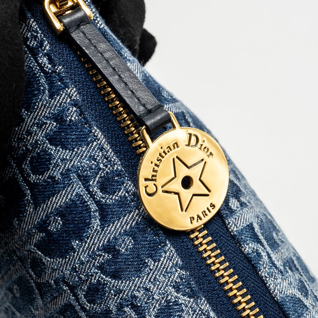 DIOR DIORSTAR OBLIQUE HOBO BAG DENIM BLUE GHW