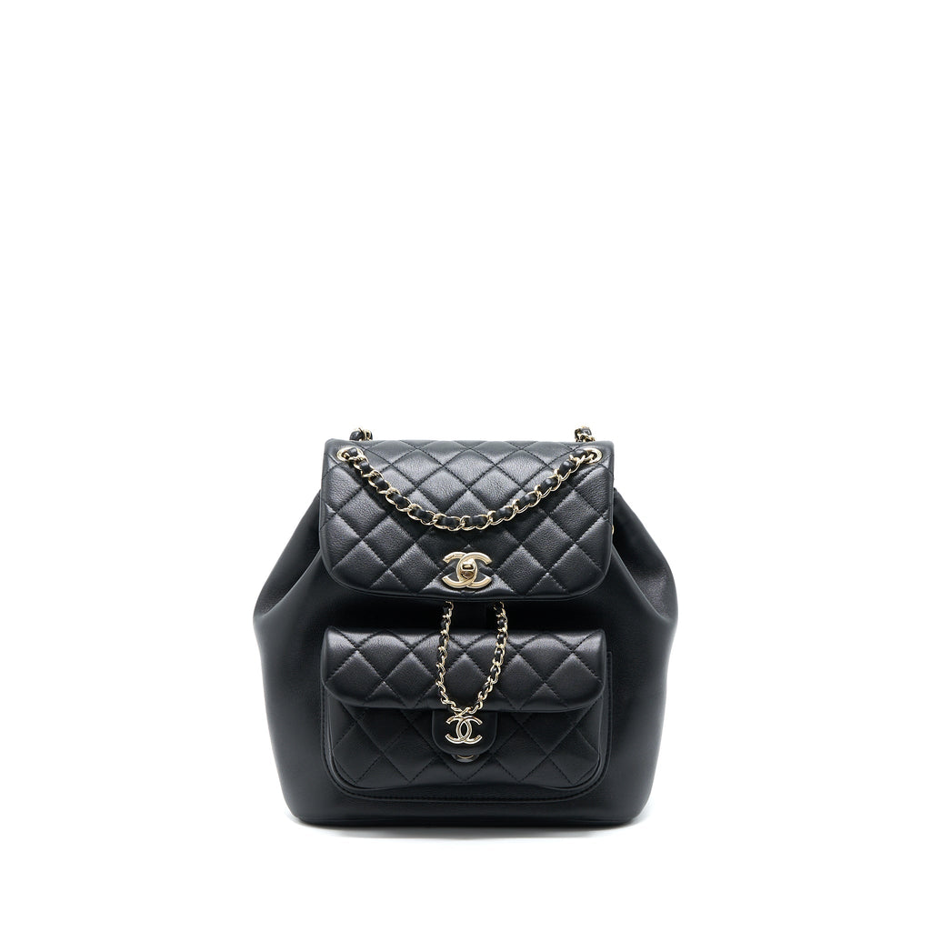 CHANEL 23C LARGE DUMA BACKPACK CALFSKIN BLACK LGHW (MICROCHIP)