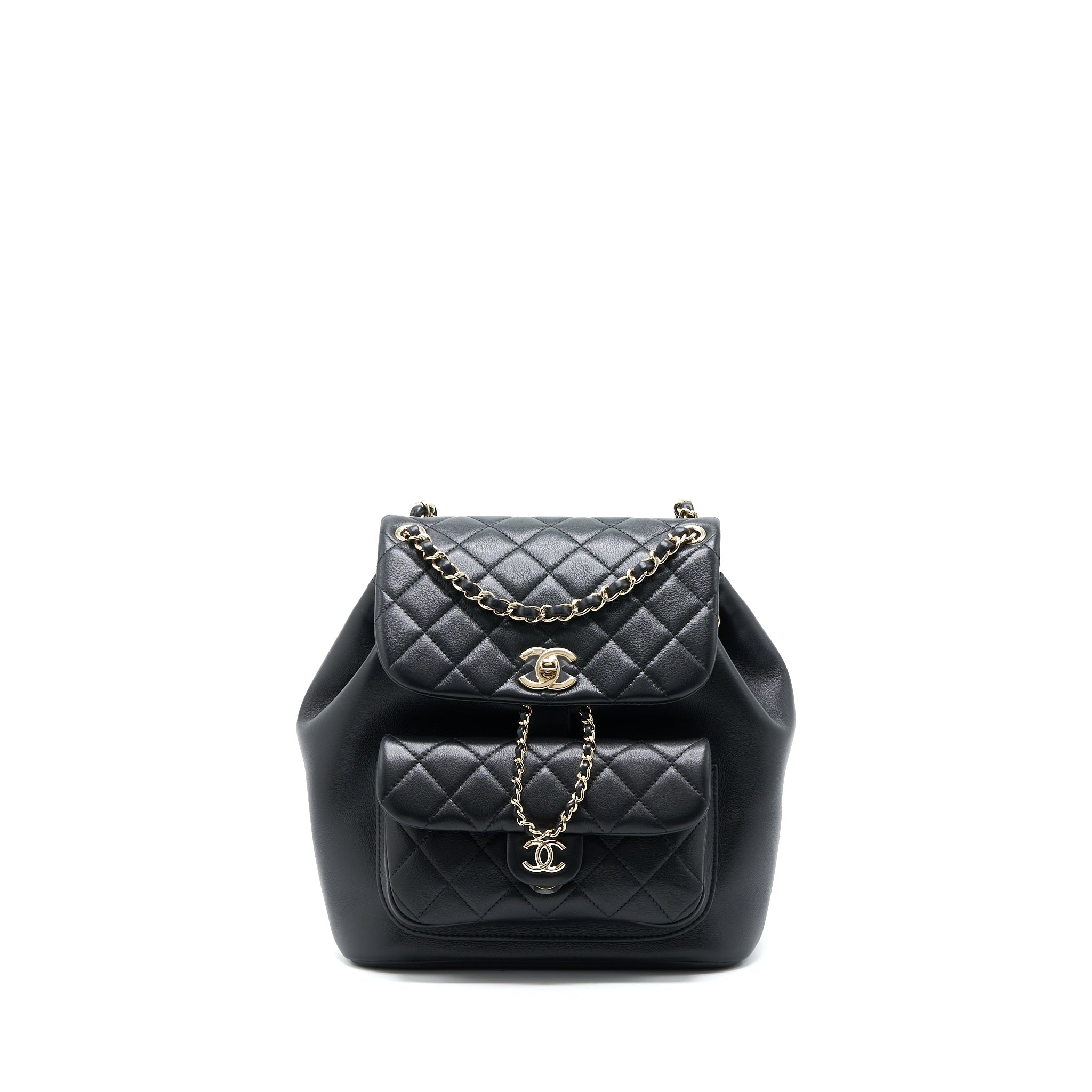CHANEL 23C LARGE DUMA BACKPACK CALFSKIN BLACK LGHW (MICROCHIP)