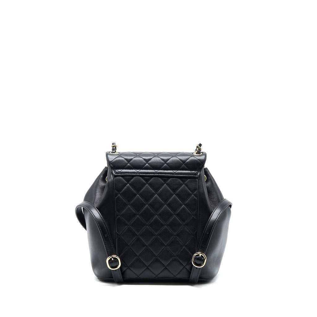 CHANEL 23C LARGE DUMA BACKPACK CALFSKIN BLACK LGHW (MICROCHIP)