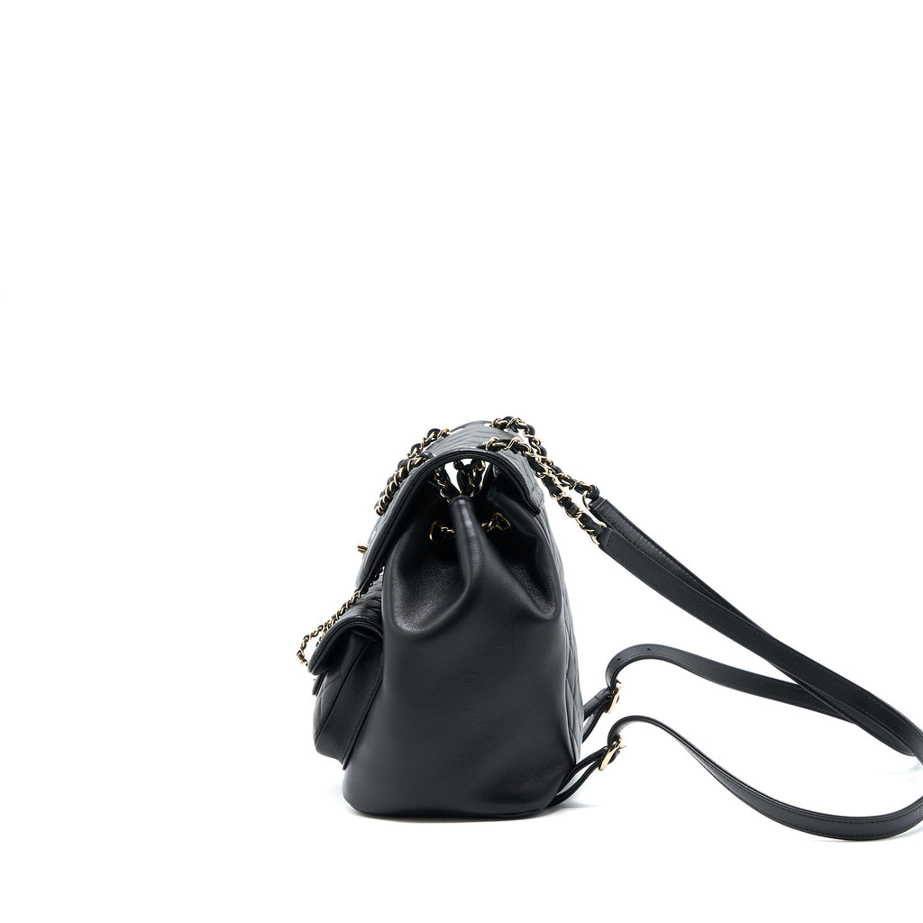 CHANEL 23C LARGE DUMA BACKPACK CALFSKIN BLACK LGHW (MICROCHIP)