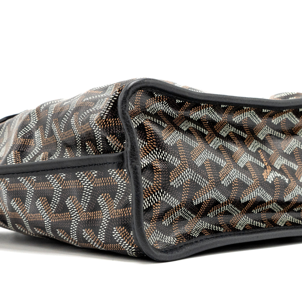 GOYARD ANJOU MINI TOTE BAG GOYARDLINE CANVAS / CALFSKIN BLACK SHW