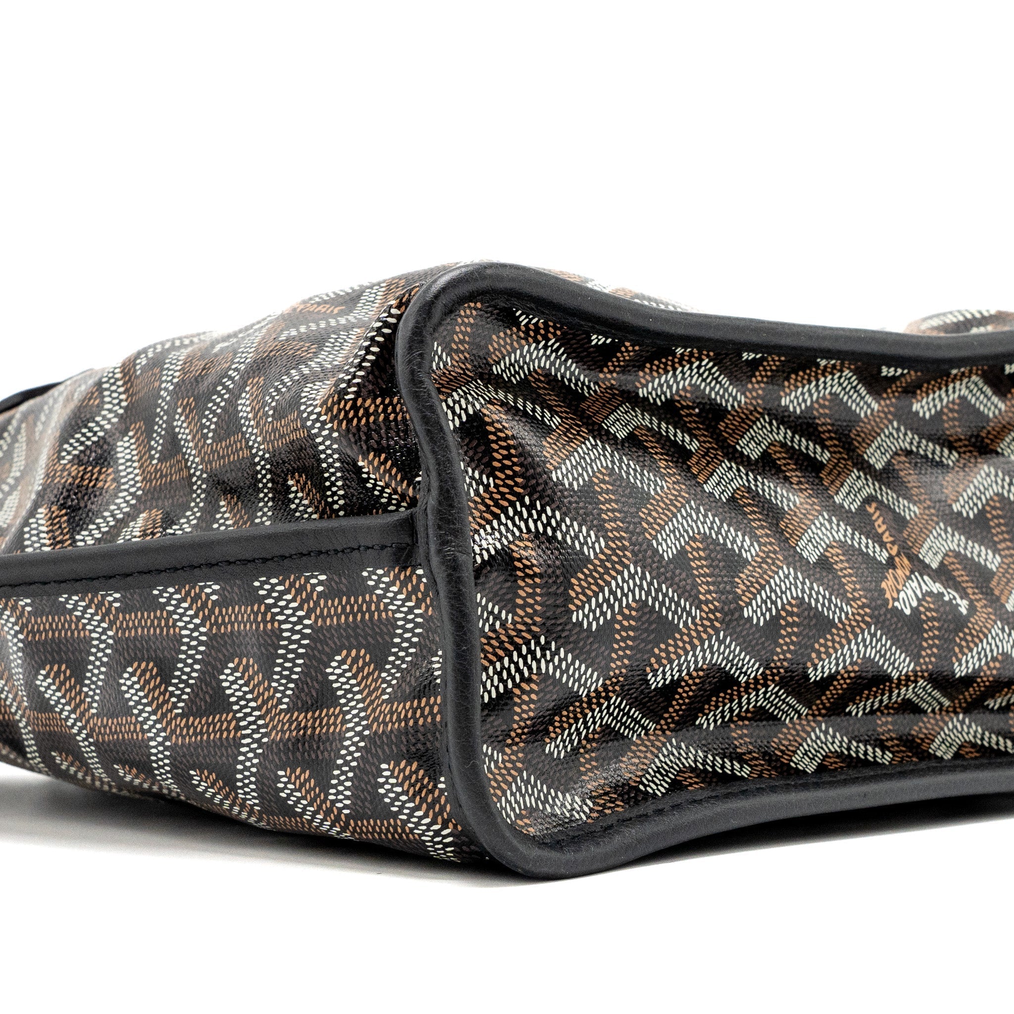 GOYARD ANJOU MINI TOTE BAG GOYARDLINE CANVAS / CALFSKIN BLACK SHW