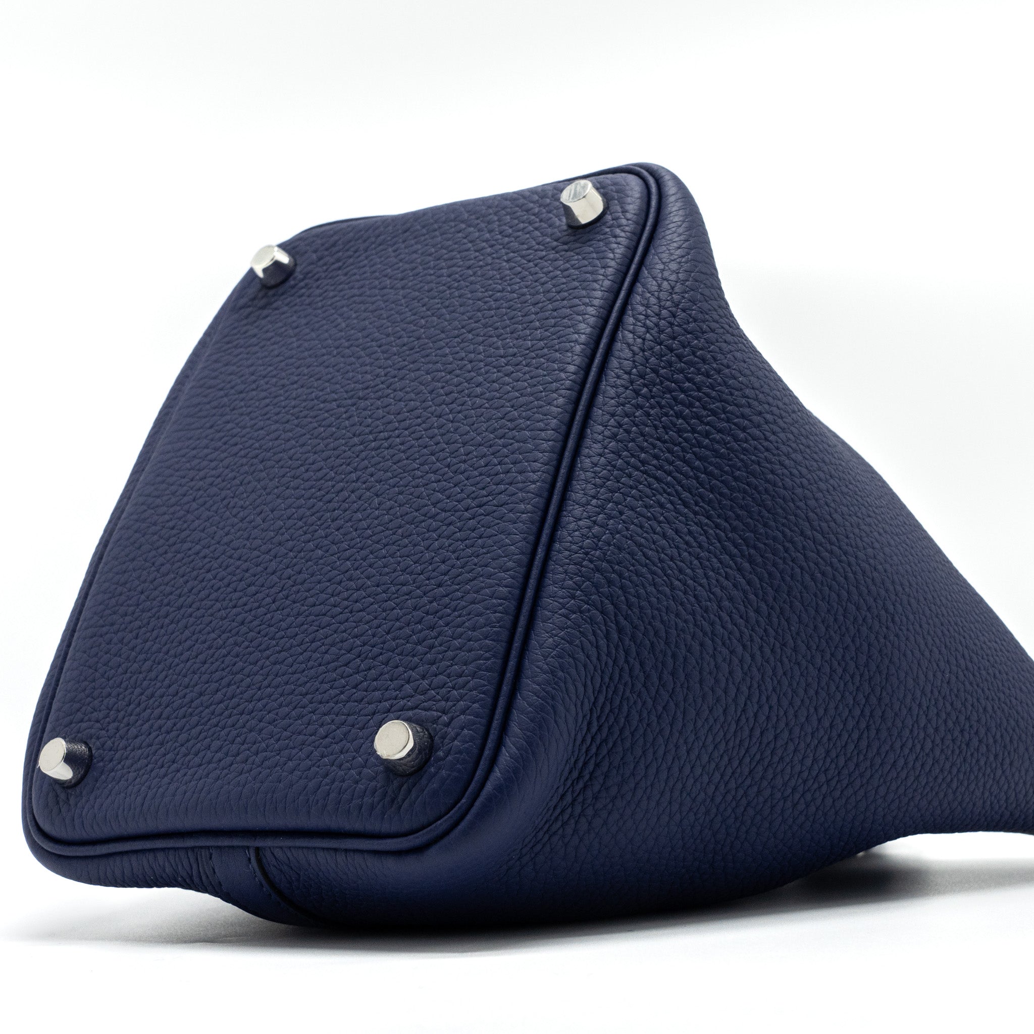 HERMES PICOTIN 18 LOCK BAG CLEMENCE BLUE ENCRE SHW