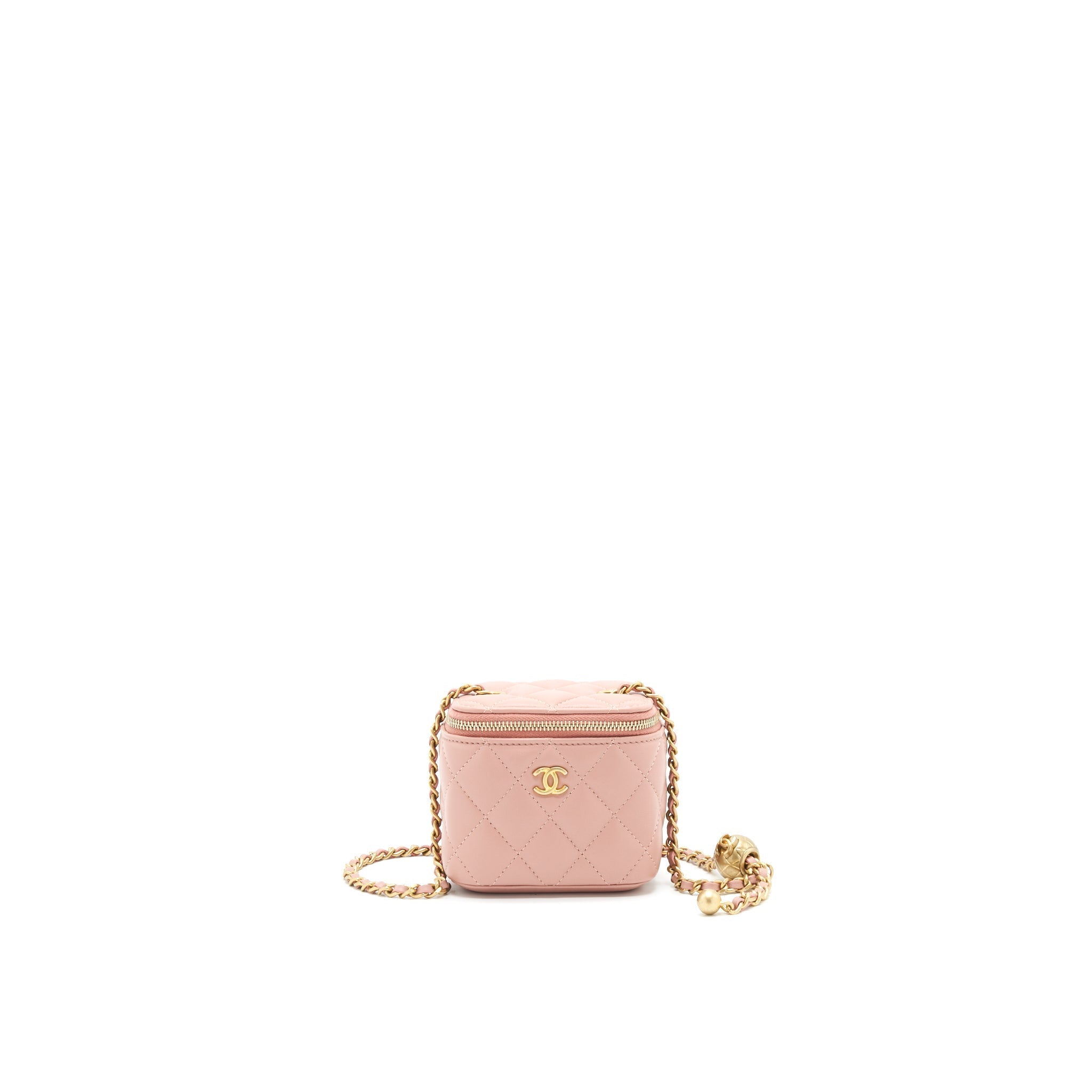 CHANEL 21B PEARL CRUSH MINI VANITY WITH CHAIN IN DARK PINK