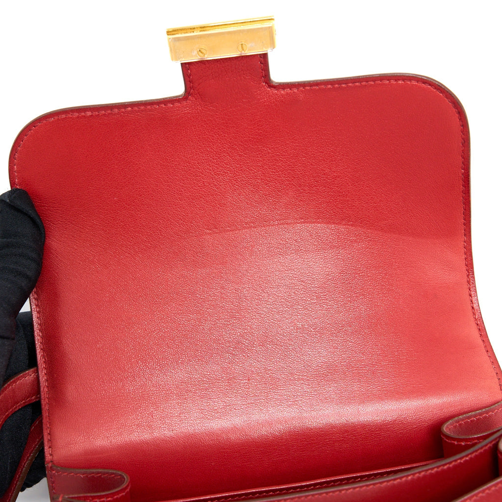 HERMES VINTAGE MINI CONSTANCE BOX LEATHER RED GHW