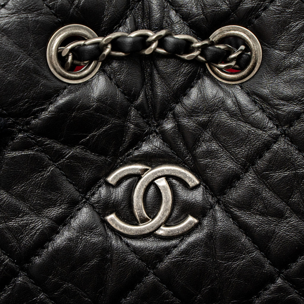 CHANEL SMALL GABRIELLE BACKPACK CALFSKIN BLACK MULTICOLOUR HARDWARE (MICROCHIP)