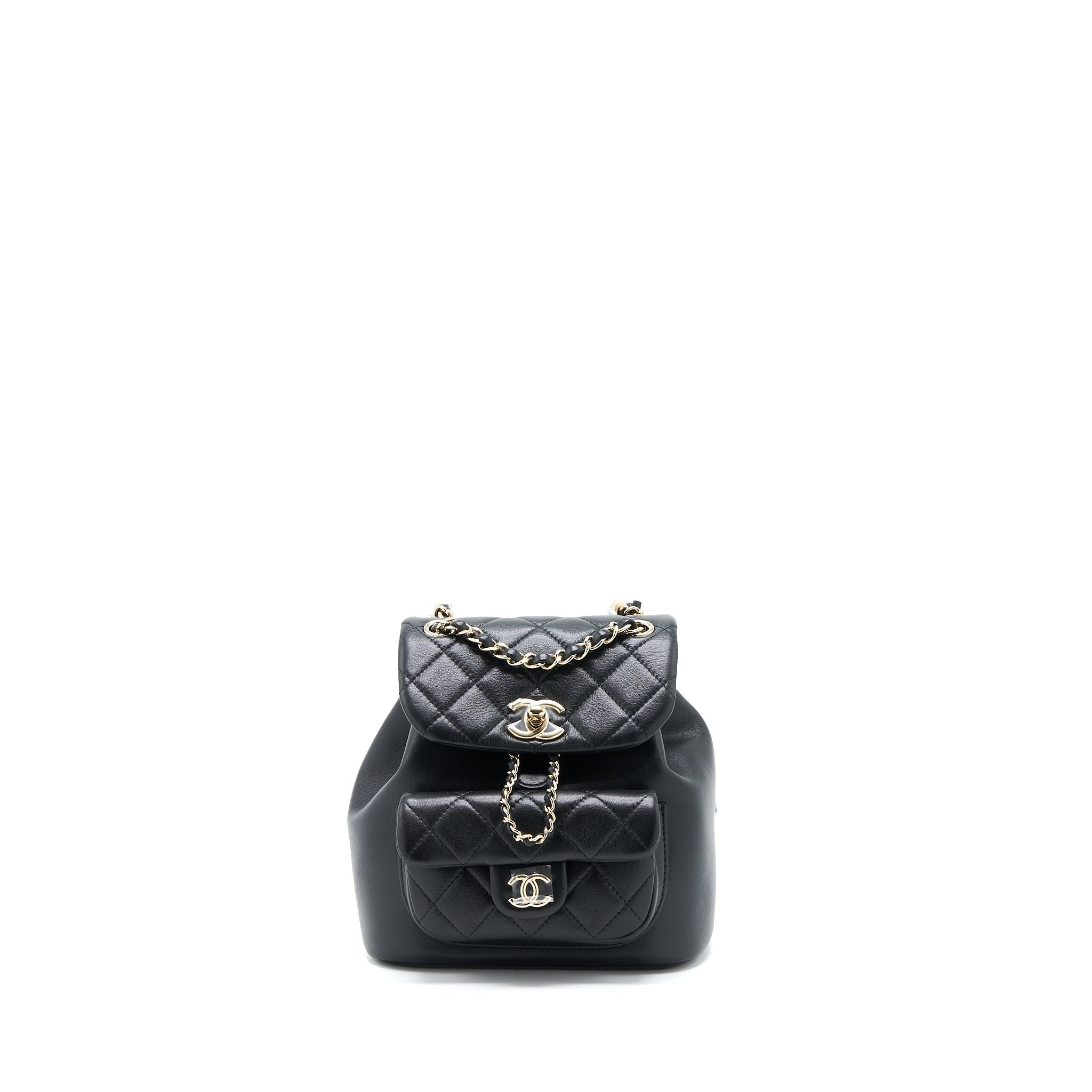 CHANEL 23C DUMA MINI BACKPACK CALFSKIN BLACK LGHW (MICROCHIP)