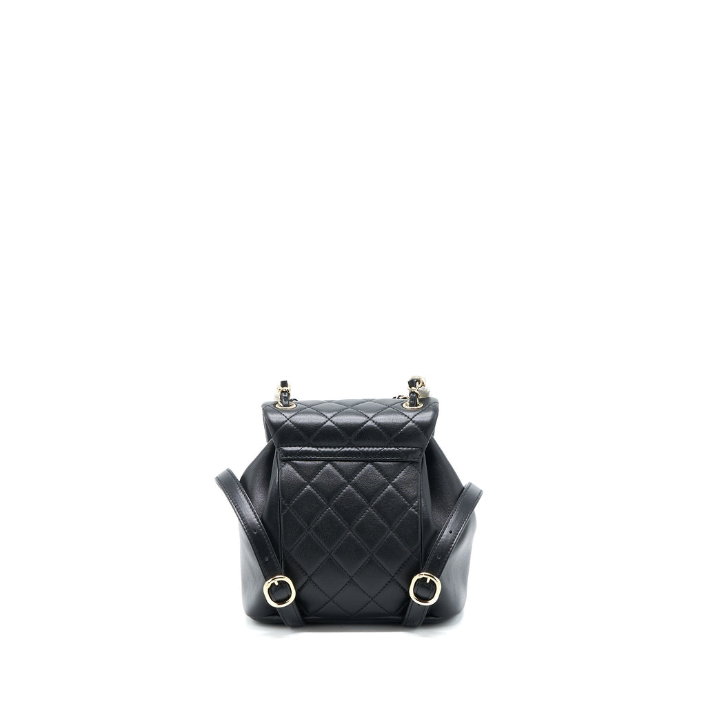 CHANEL 23C DUMA MINI BACKPACK CALFSKIN BLACK LGHW (MICROCHIP)
