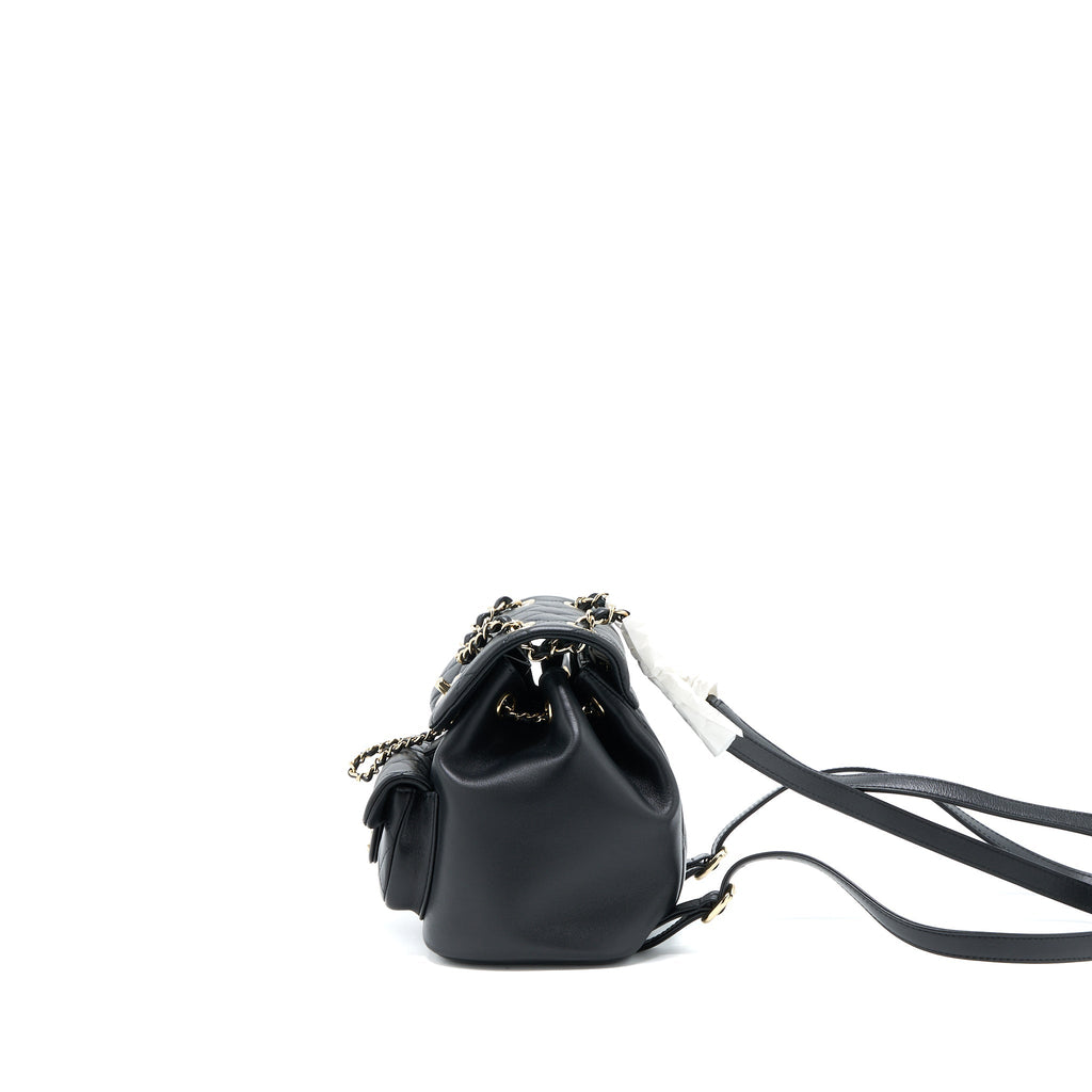 CHANEL 23C DUMA MINI BACKPACK CALFSKIN BLACK LGHW (MICROCHIP)