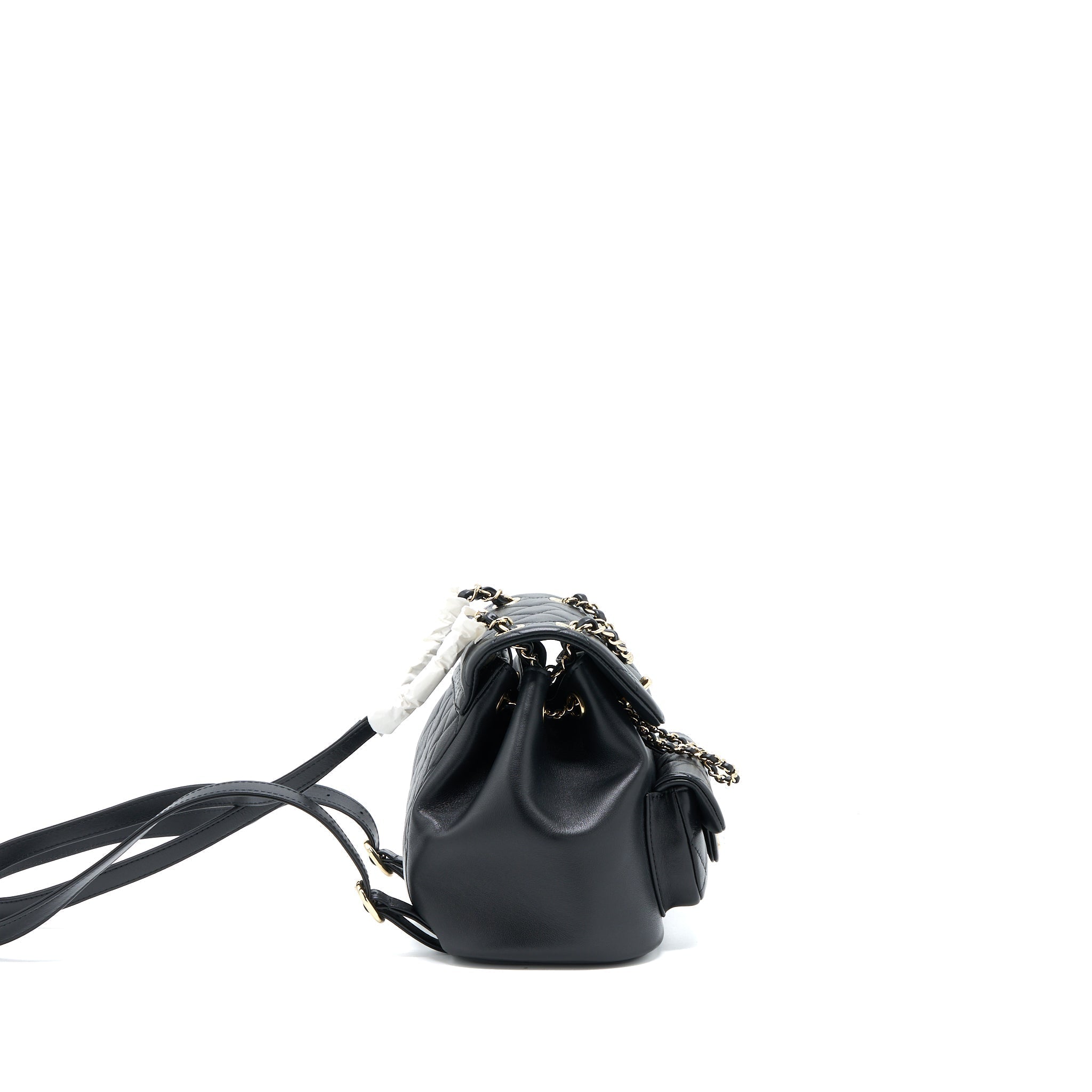 CHANEL 23C DUMA MINI BACKPACK CALFSKIN BLACK LGHW (MICROCHIP)
