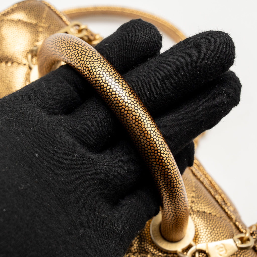 Chanel small coco handle caviar metallic gold GHW