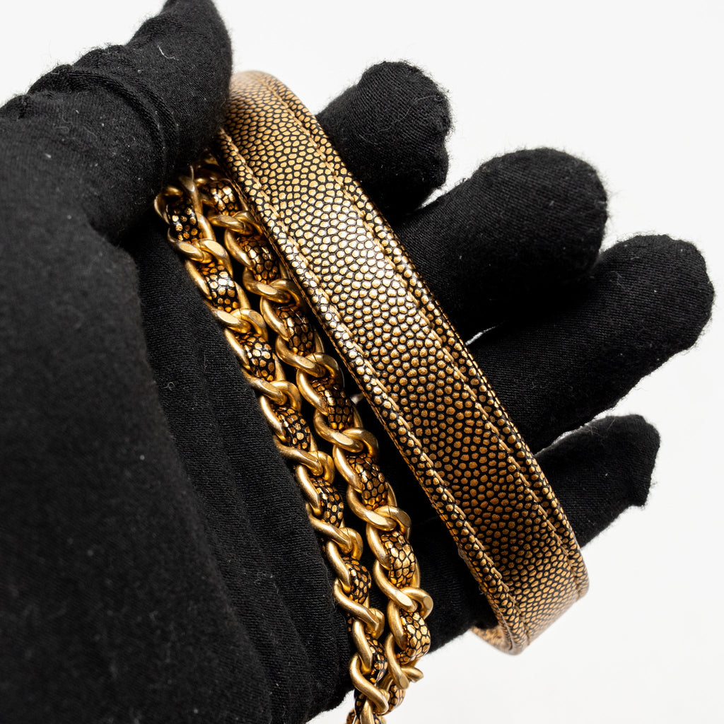 Chanel small coco handle caviar metallic gold GHW