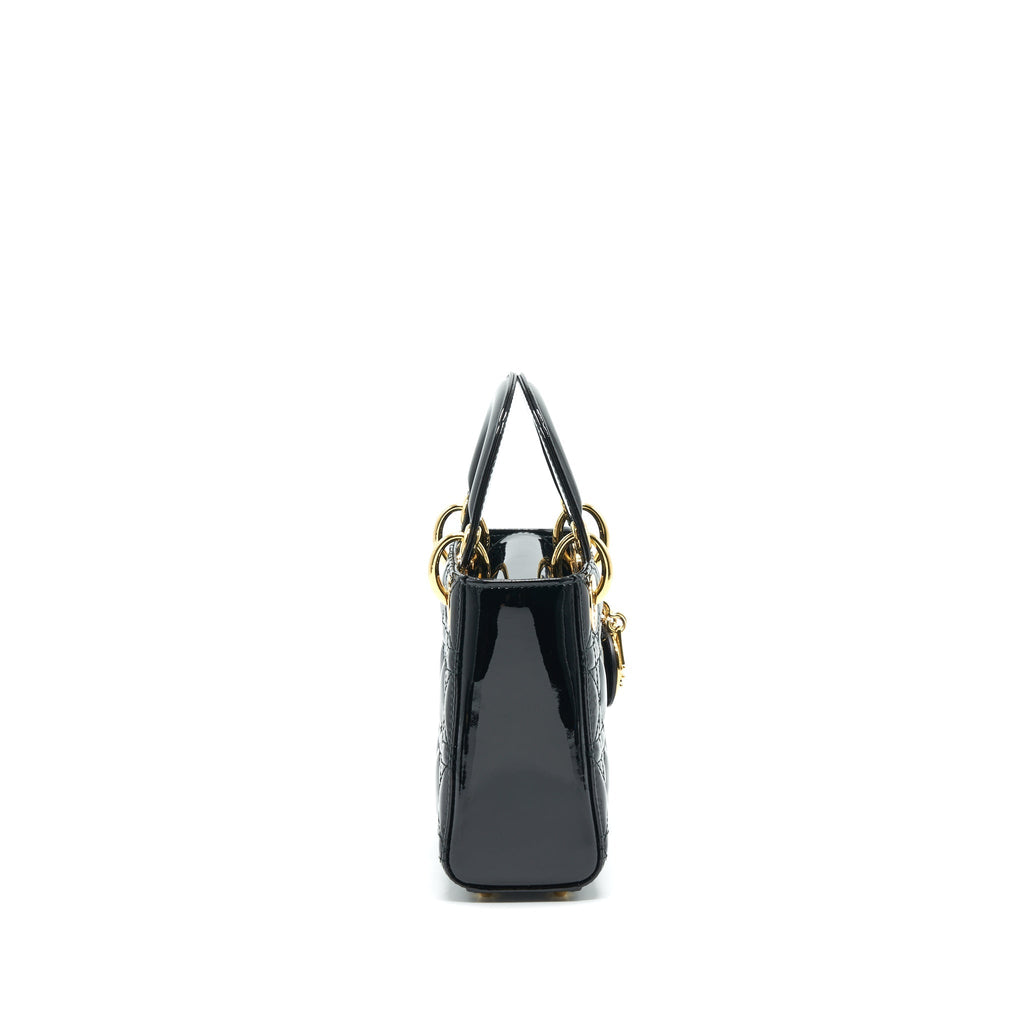 DIOR MINI LADY DIOR PATENT LEATHER BLACK GHW