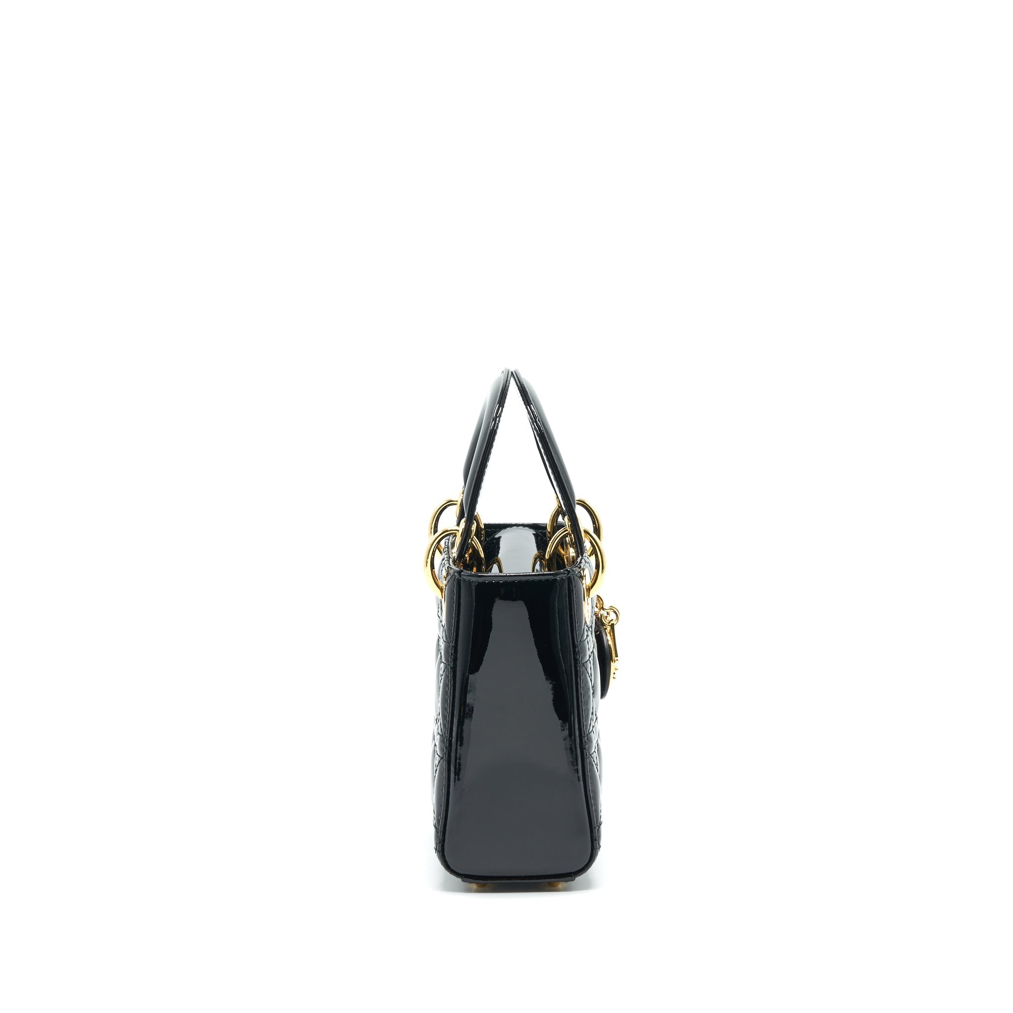 DIOR MINI LADY DIOR PATENT LEATHER BLACK GHW