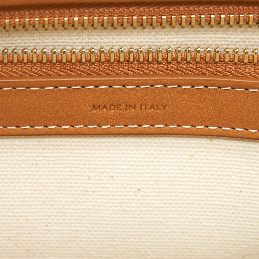 CELINE HORIZONTAL CABAS CELINE IN CANVAS WITH CELINE PRINT AND CALFSKIN NATURAL / TAN