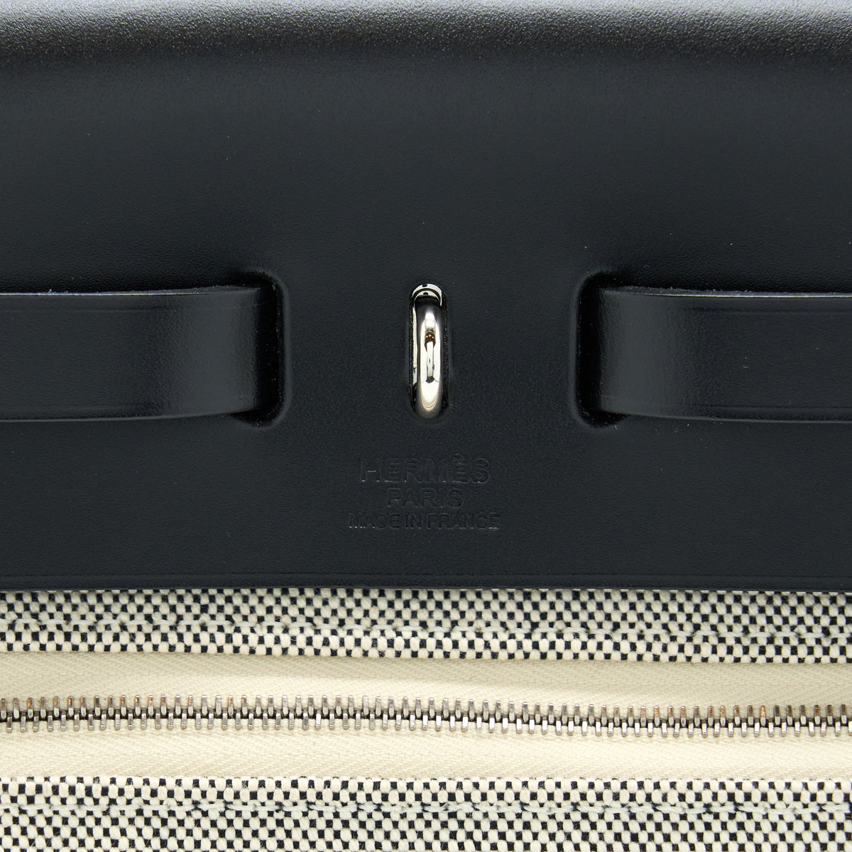 Hermes Herbag Zip 31 Pegase Bleu Indigo/ Ecru-Noir/ Noir SHW