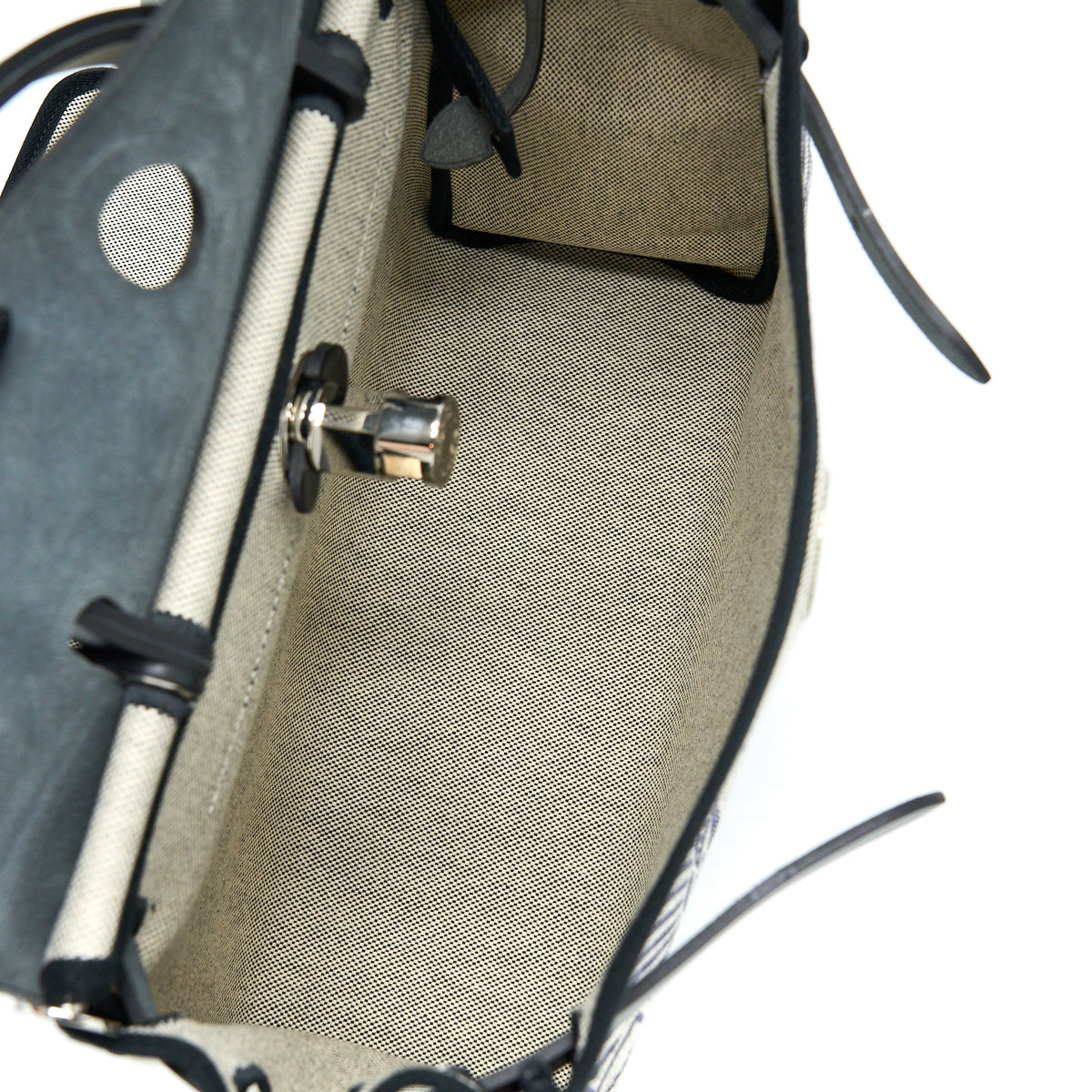 Hermes Herbag Zip 31 Pegase Bleu Indigo/ Ecru-Noir/ Noir SHW