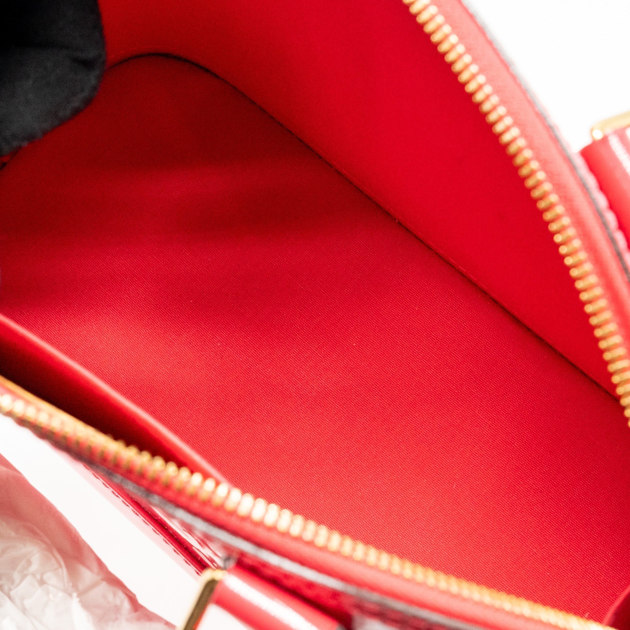 LOUIS VUITTON ALMA BB MONOGRAM PATENT RED GHW