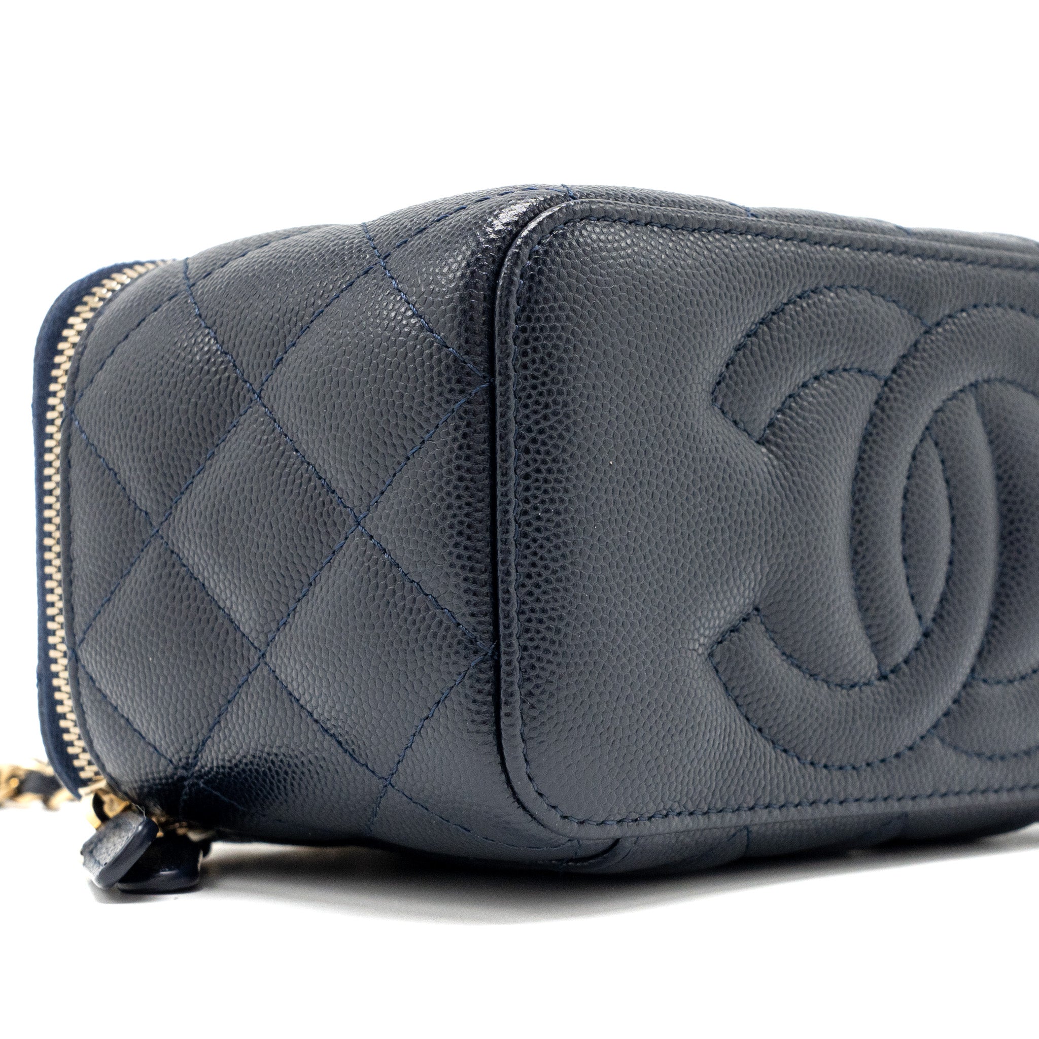 CHANEL 23C LONG VANITY CASE CAVIAR NAVY LGHW (MICROCHIP)