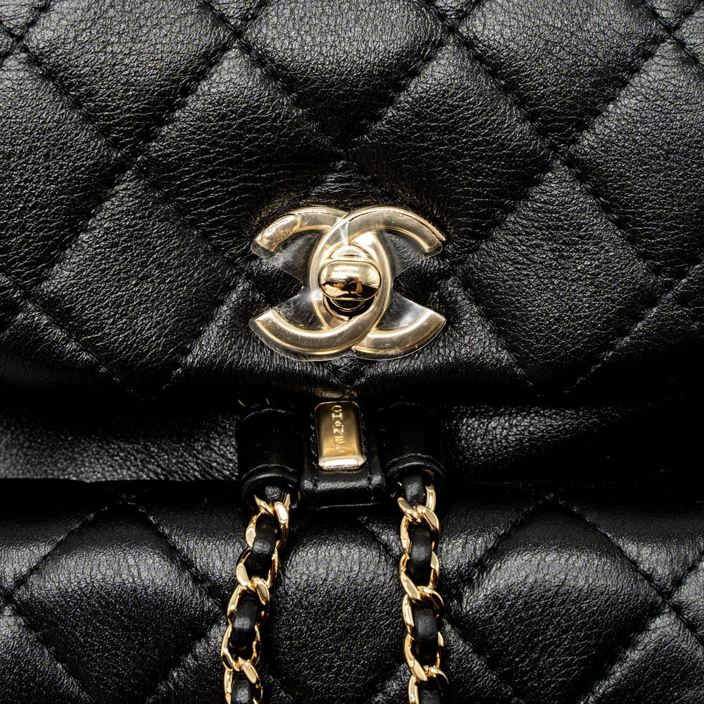 CHANEL 23C DUMA MINI BACKPACK CALFSKIN BLACK LGHW (MICROCHIP)